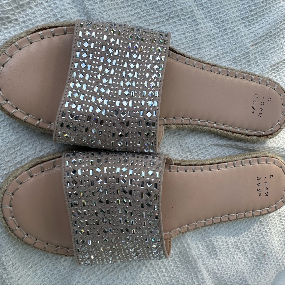 a new day Sparkling Tan Slide Sandals